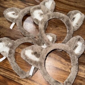 4 Great Wolf Lodge Fuzzy Plush Wolf Ears Pretend Play Headband Grey White Kids
